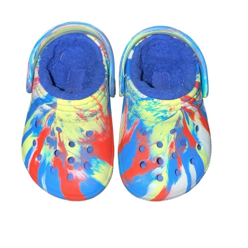 Crocs Unisex-Child Kids' Toddlers Classic Marbled Tie Dye Lined Clogs Size 5